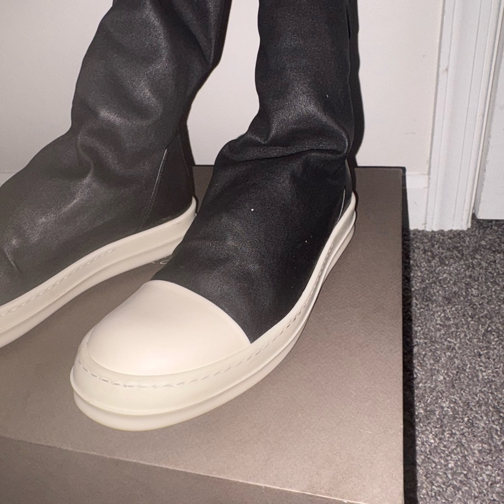 Rick Owens Black and Cream Sneakers with Chunky Sole